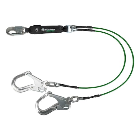 Safewaze Leading Edge 6ft Energy Absorbing Lanyard: Dual Leg, Swivel Rebar 019-2016